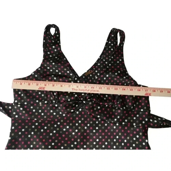 Copper Key Womens Top Multicolor Polka Dot V Neck Sleeveless Blouse Tie Large - Picture 8 of 10